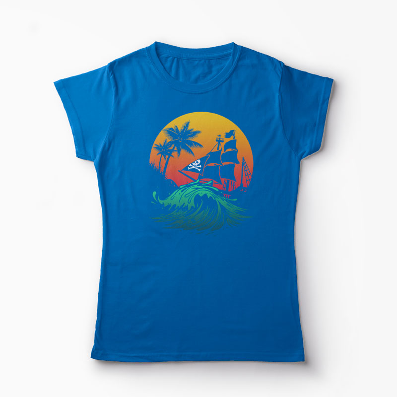 Tricou Personalizat Pirate Ship - Femei-Albastru Regal